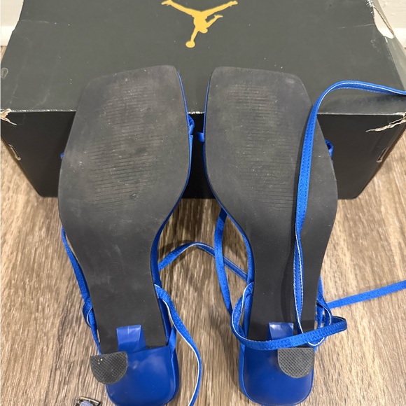 Women’s Royal Blue Leather Heeled Sandals 9 - Picture 4 of 5